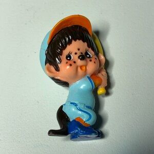 Monchhichi BASEBALL Player At Bat PVC Figure 1979 Vintage Sekiguchi Hong Kong